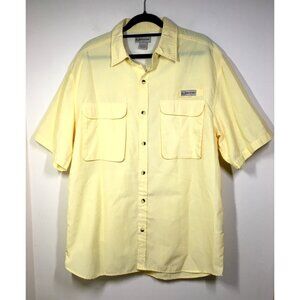 Realtree Fishing Shirt L Mens Yellow Vented Short Sleeve Cotton Blend Chest 45.5